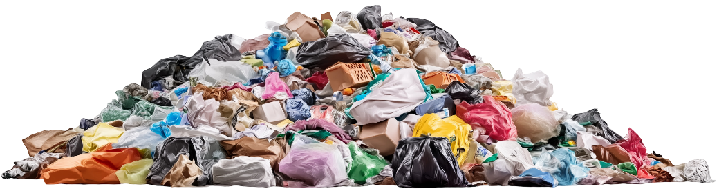 Un gros tas de sacs plastiques colorés et de déchets.