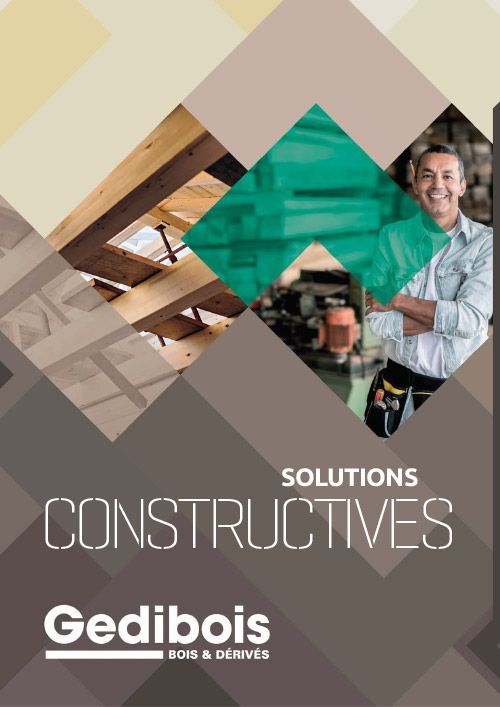 Main tenant une brochure intitulée Solutions constructives de Gedibois.