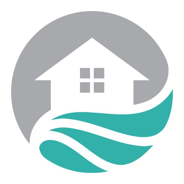 A house is surrounded by a wave in a circle.