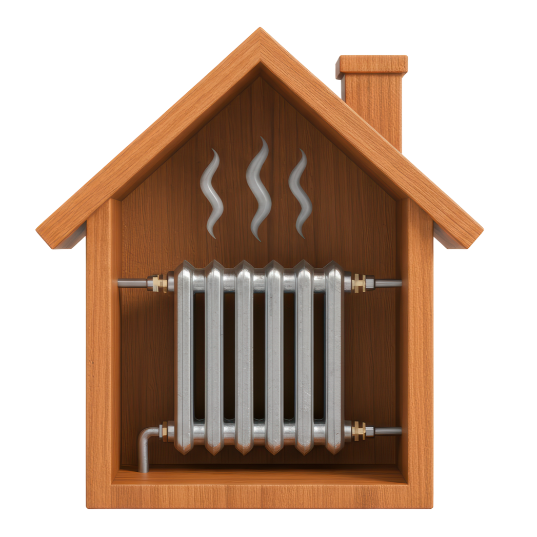 Un chauffage dans une maison en bois.