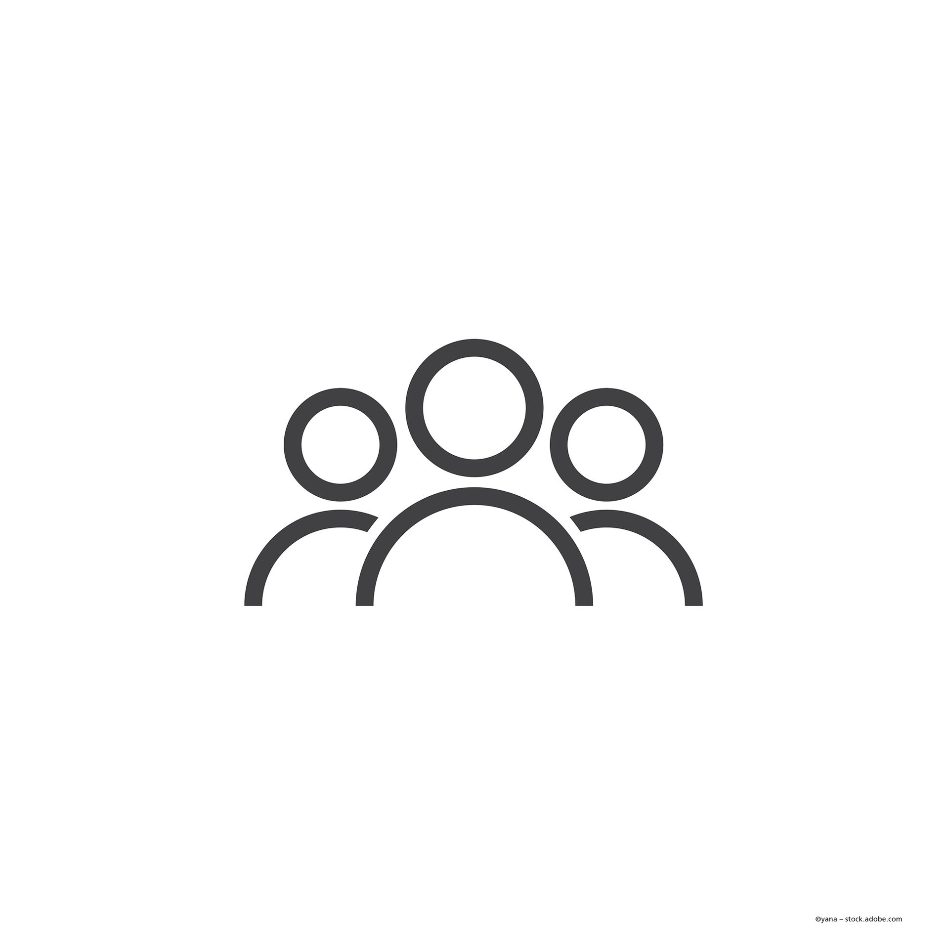 Drei umrissene Personensymbole.