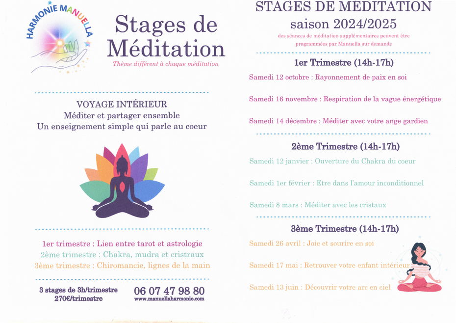 Brochure des stages de méditation 2024/2025