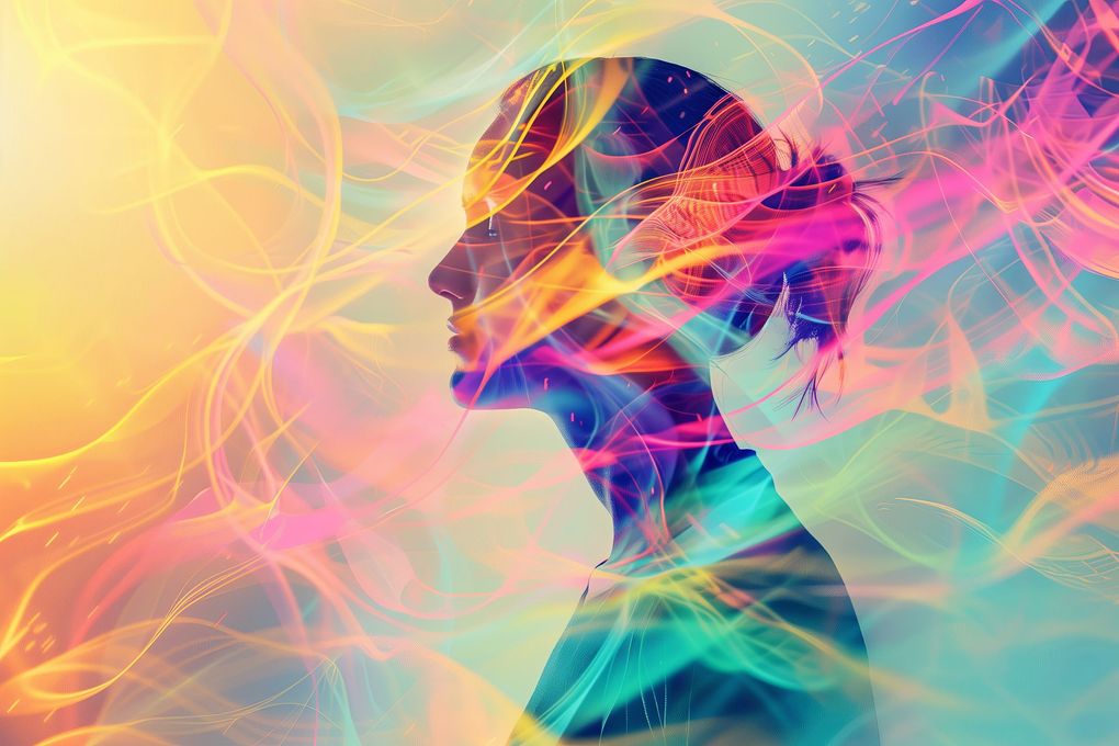 Un visage avec des couleurs.