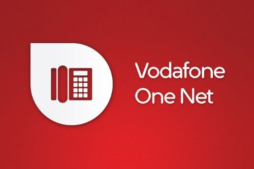 Logotipo de Vodafone One Net: Icono de teléfono blanco sobre fondo rojo.