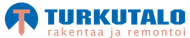 Rakennus- ja remonttiyrityksen TurkuTalo logo, sininen ja oranssi.