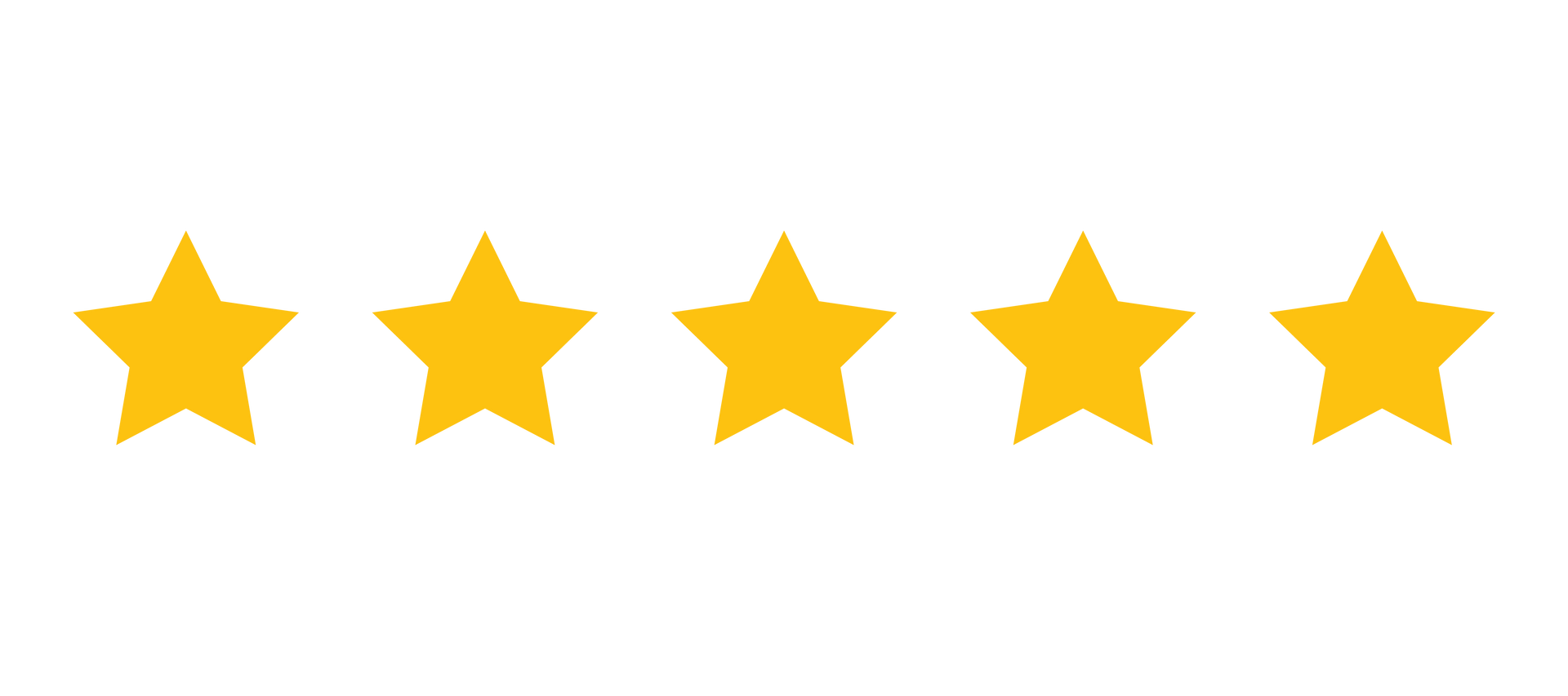 Fünf goldene Sterne auf weißem Grund, die eine Fünf-Sterne-Bewertung symbolisieren.