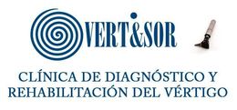 Vertesor clinic logo with blue spiral and text &ldquo;Cl&iacute;nica de diagn&oacute;stico y rehabilitaci&oacute;n del v&eacute;rtigo&rdquo;