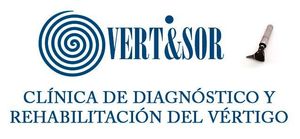 Vertesor clinic logo with blue spiral and text &ldquo;Cl&iacute;nica de diagn&oacute;stico y rehabilitaci&oacute;n del v&eacute;rtigo&rdquo;
