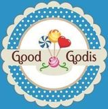 Es un logotipo para una tienda de dulces llamada Good Godis.