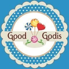 Es un logotipo para una tienda de dulces llamada Good Godis.
