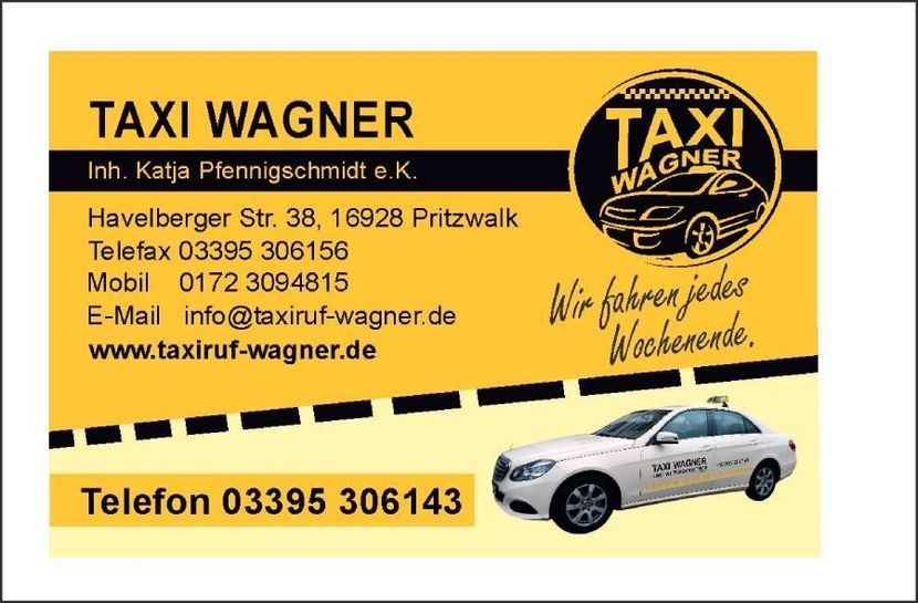 TAXI WAGNER Katja Pfennigschmidt eK Pritzwalk Visitenkarte