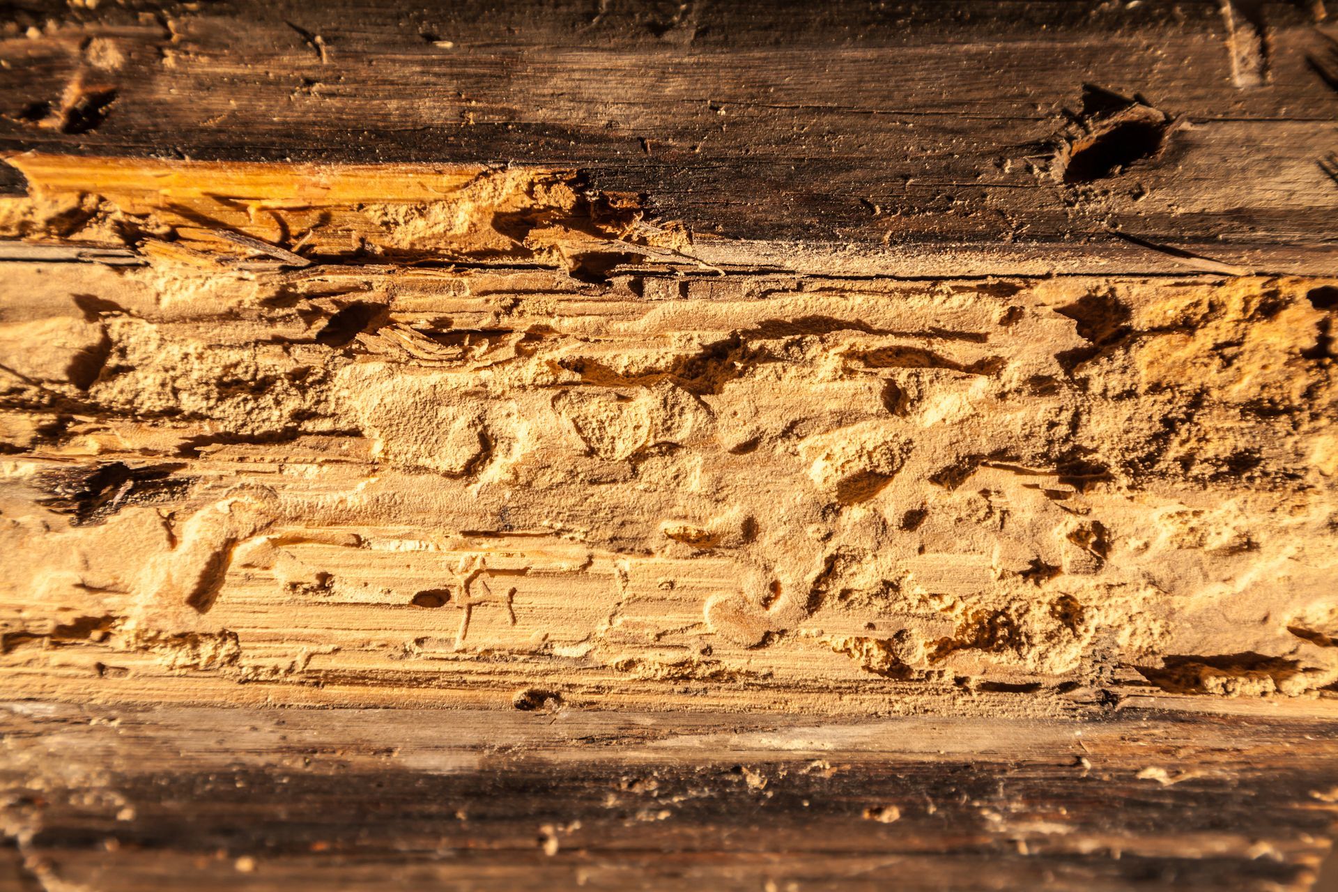 Signes d'insectes xylophages dans du bois