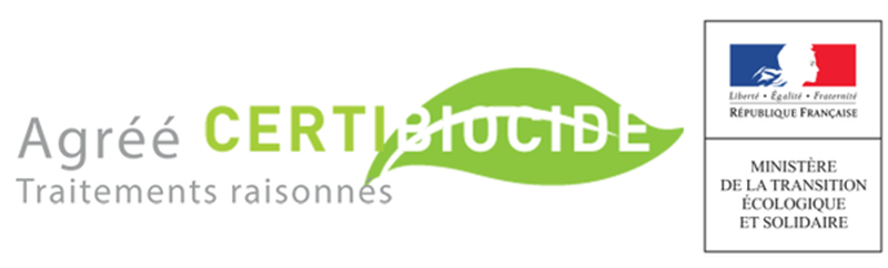 Logo Certibiocide et du ministère de la Transition écologique et solidaire.