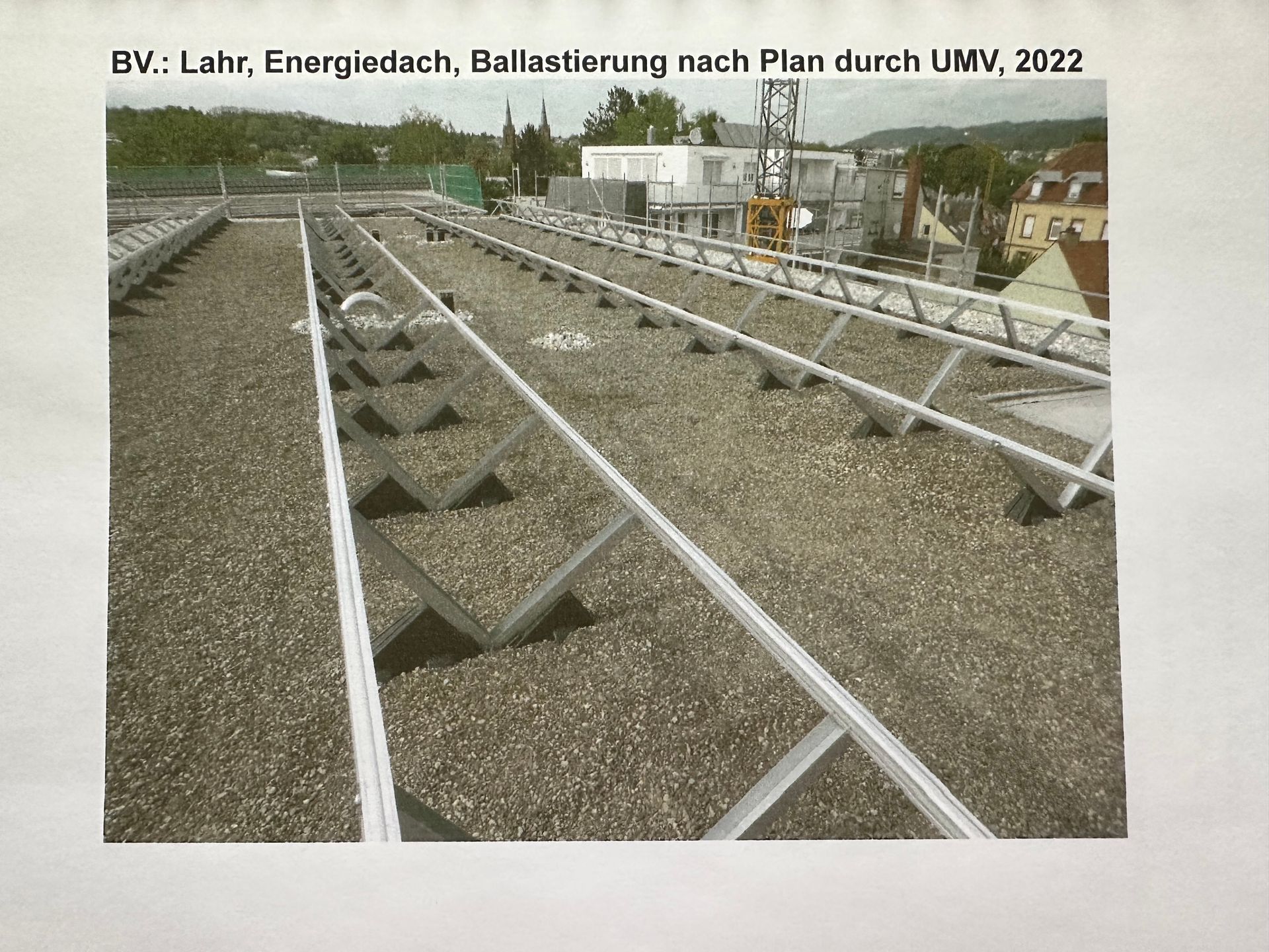 Lahr, Energiedach, Ballastierung nach Plan
