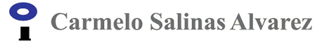 Logotipo con un icono azul y el texto “Carmelo Salinas Alvarez” en gris.