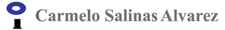 Logotipo con un icono azul y el texto “Carmelo Salinas Alvarez” en gris.