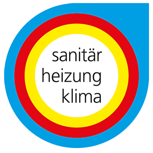 Ein bunter Kreis mit der Aufschrift „Sanitar Heizung Klima“ darauf