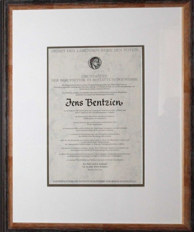Urkunde von Jens Bentzien