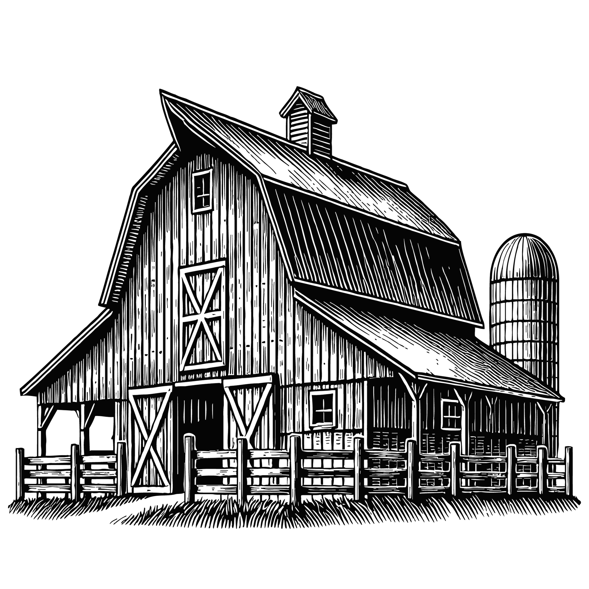 Ferme style gravure.