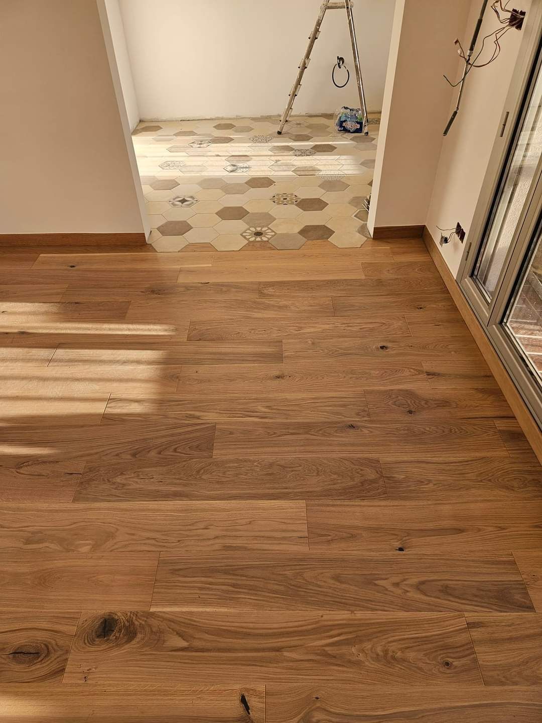 Parquet à la française et carrelage