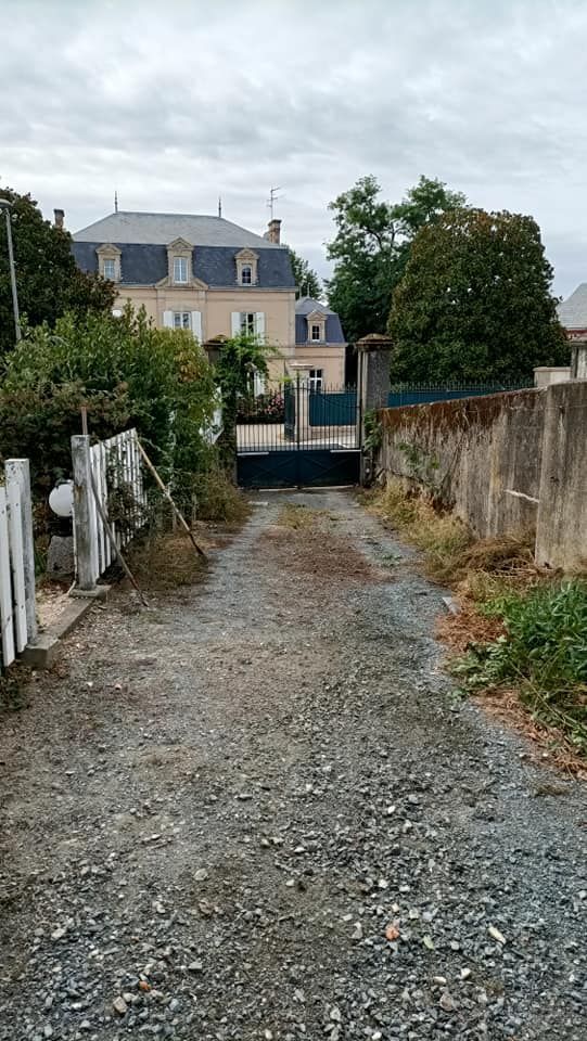 Nettoyage d'une allée de jardin avant