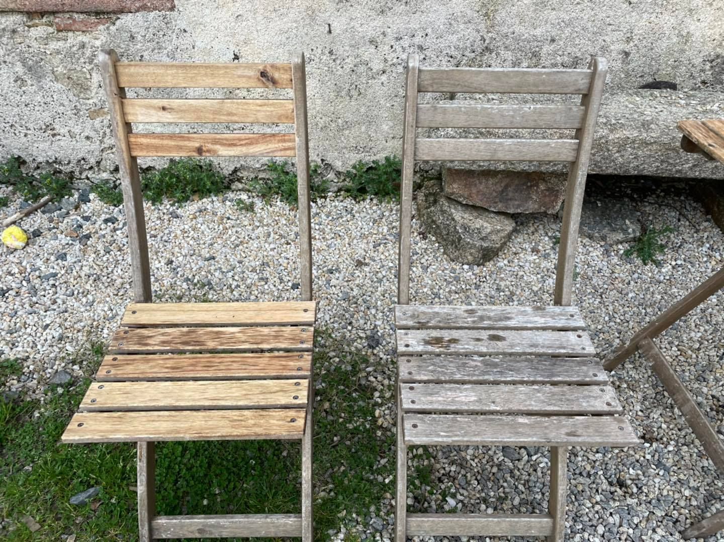 Restauration d'une chaise en bois avant/après