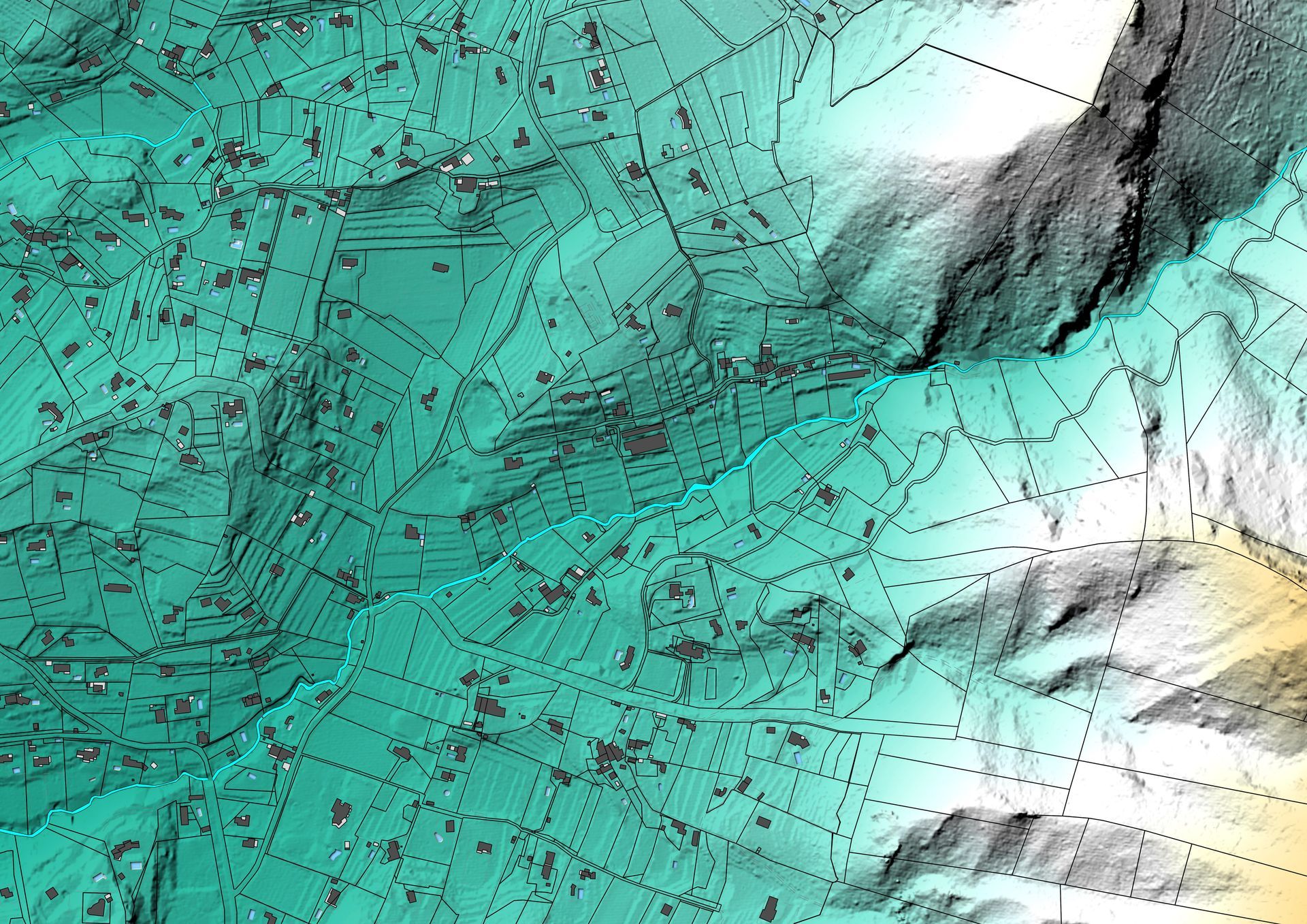 Plan de la topographie du terrain en deux dimensions