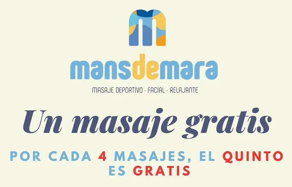 A sign that says un masaje gratis por cada 4 masajes el quinto es gratis