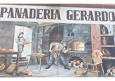 Una pintura de una panadería llamada panadería gerardo