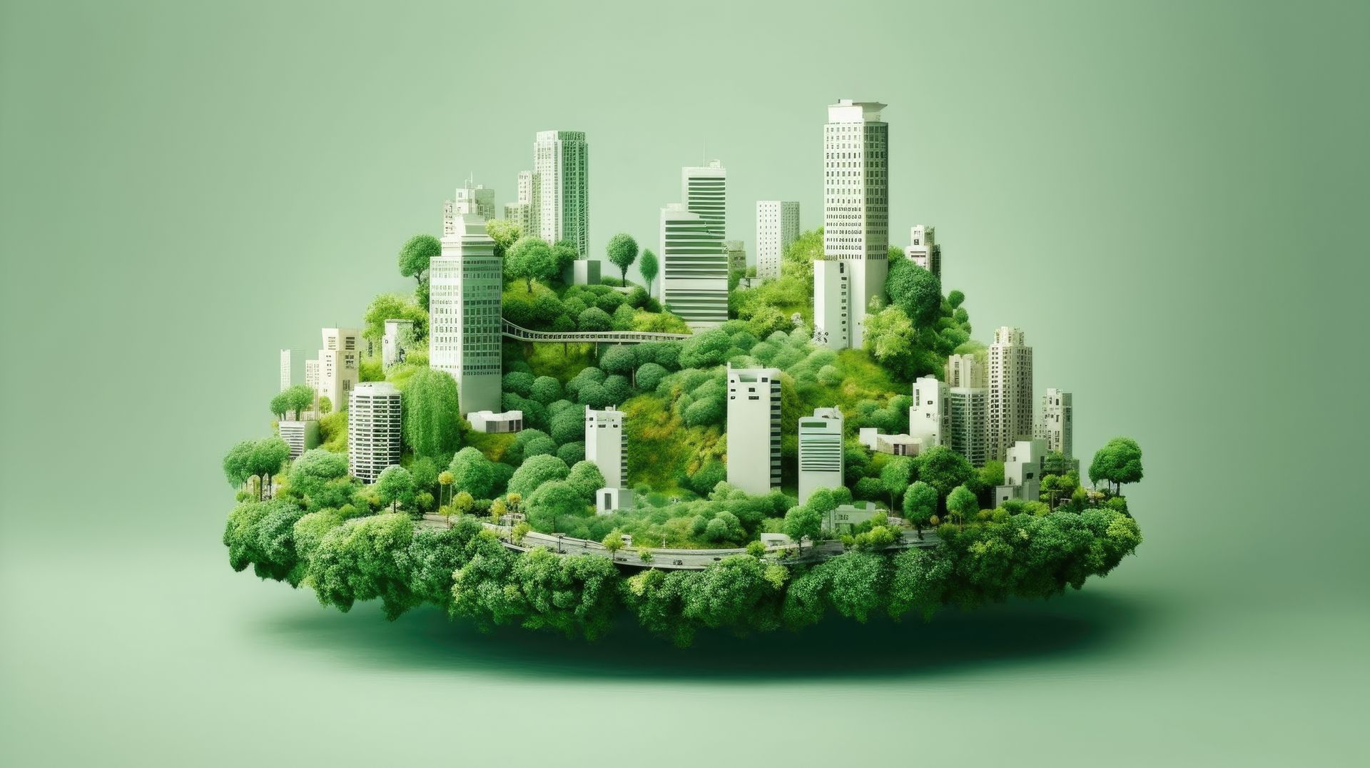 Image représentant une ville dans un décor de verdure