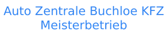 Blue text reading &ldquo;Auto Zentrale Buchloe KFZ Meisterbetrieb&rdquo; on a white background