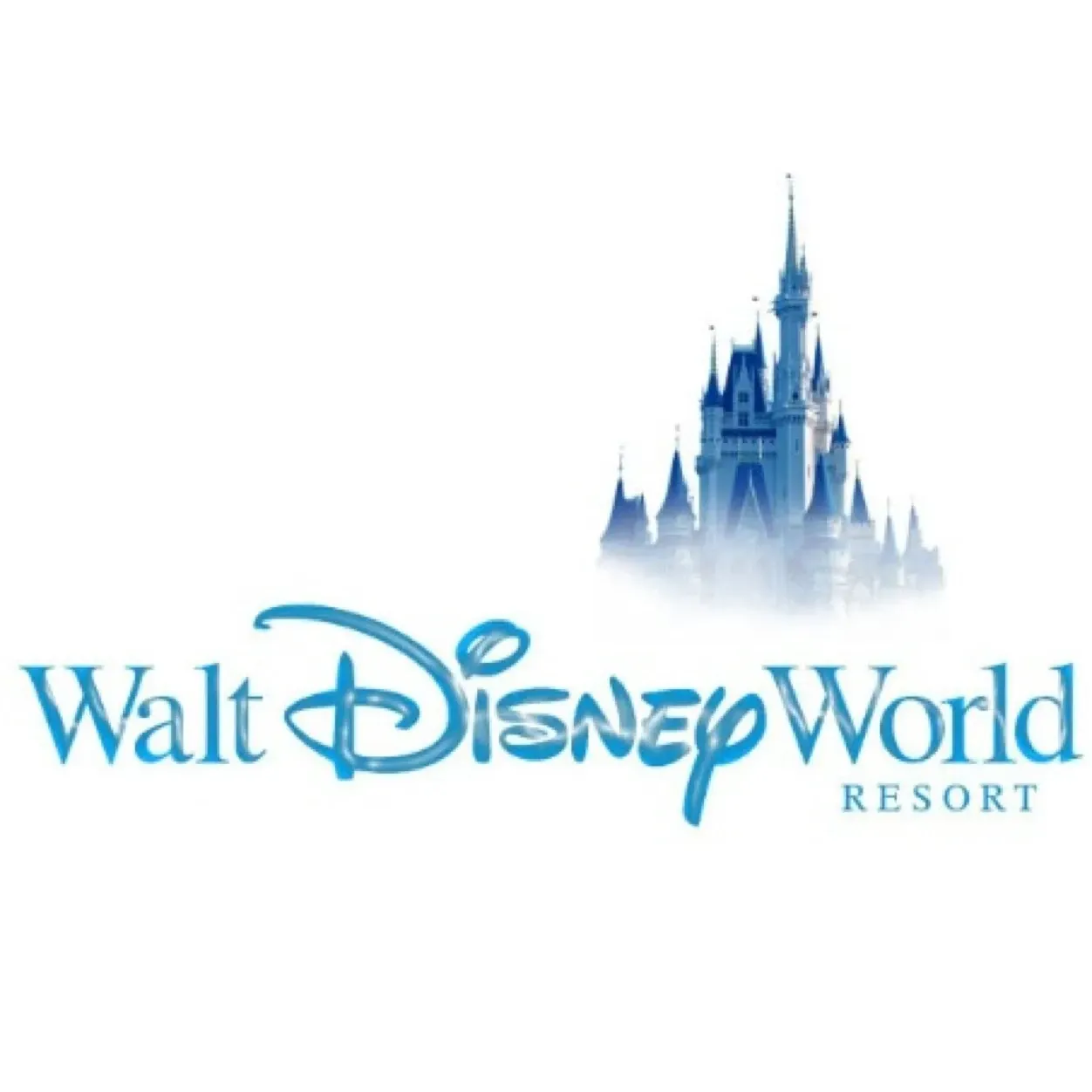 Walt Disney World Resort logo with Cinderella Castle and blue text.