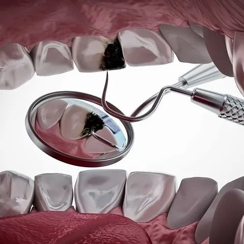 Un dentista está examinando los dientes de una persona con un espejo dental.