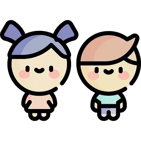 Un niño y una niña están parados uno al lado del otro.
