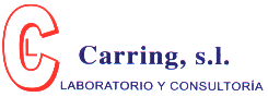 Logotipo de Carring, sl con un icono de una &ldquo;C&rdquo; roja y el texto azul &ldquo;LABORATORIO Y CONSULTOR&Iacute;A&rdquo;.