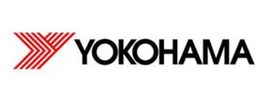 El logotipo de Yokohama es rojo y negro con una flecha roja.