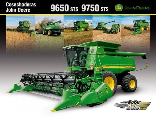 Un cartel de una cosechadora John Deere