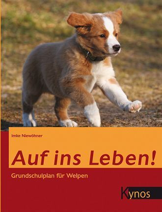 Auf dem Cover eines Buches ist ein braun-weißer Welpe zu sehen.