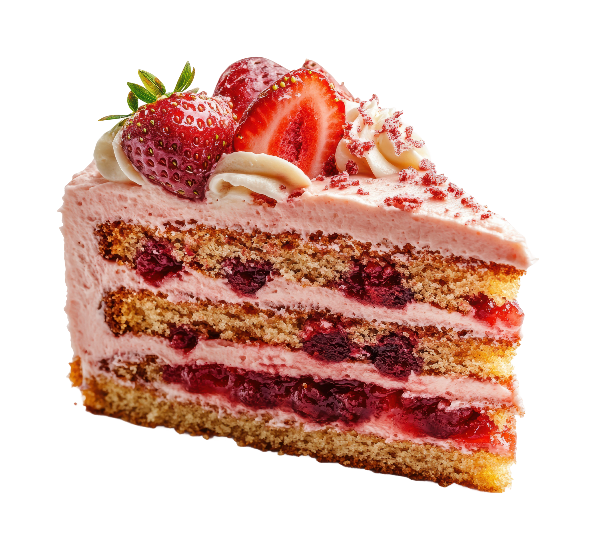 Une part de gâteau à la fraise