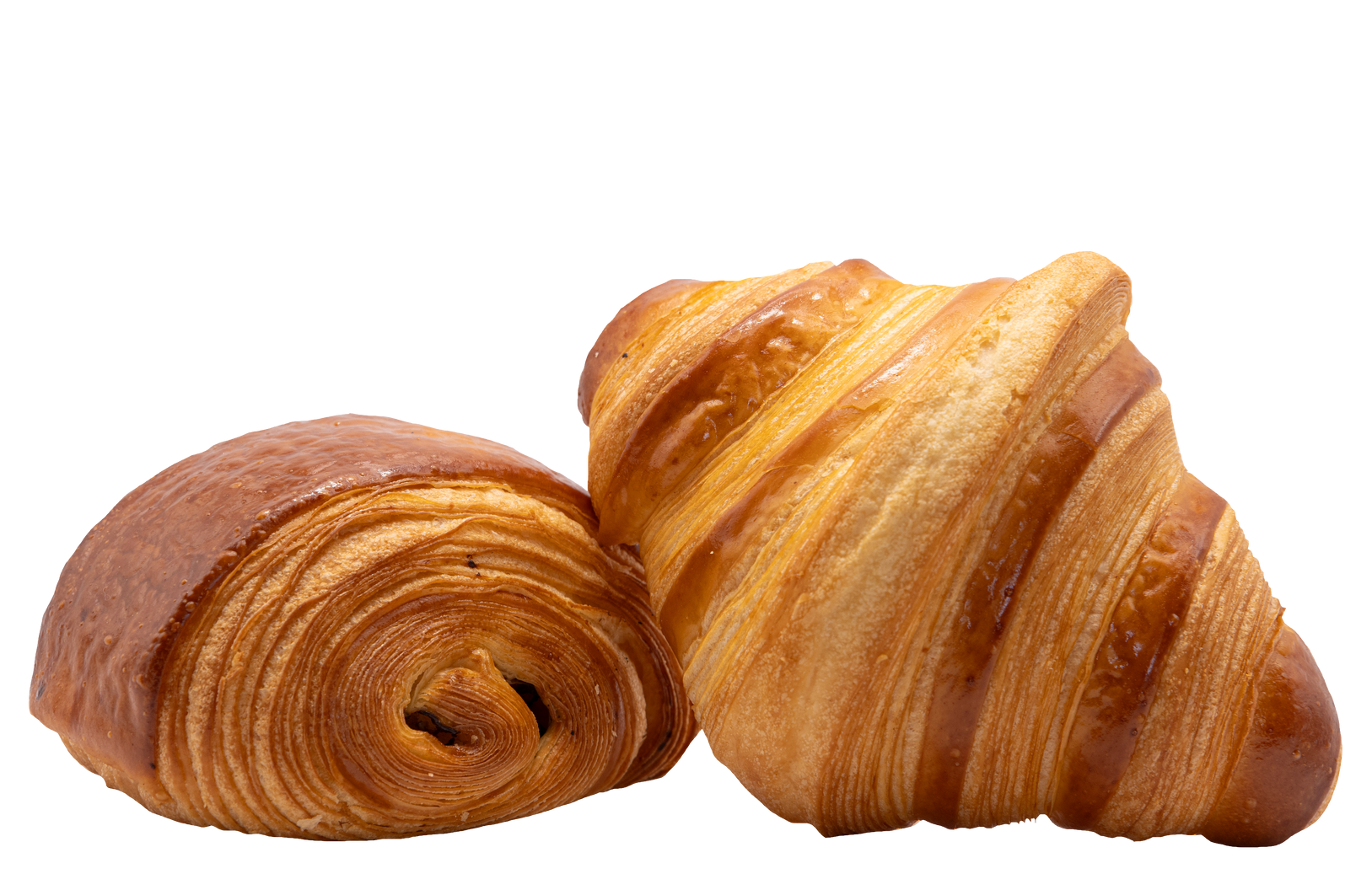 Un croissant et un pain au chocolat