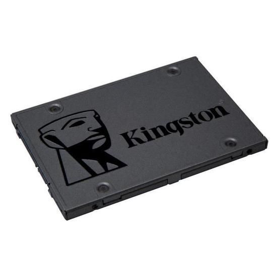 Disque SSD Kingston noir avec logo sur fond blanc