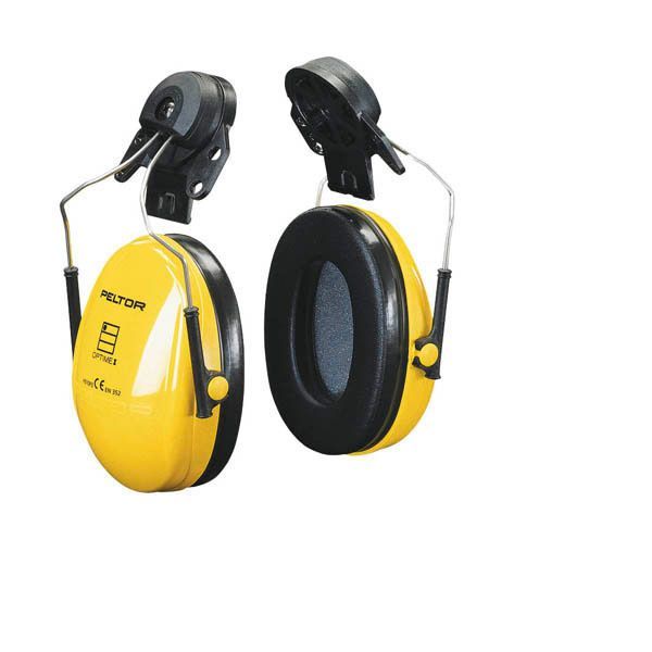 Gelbe und schwarze Ohrenschützer zum Schutz des Gehörs.