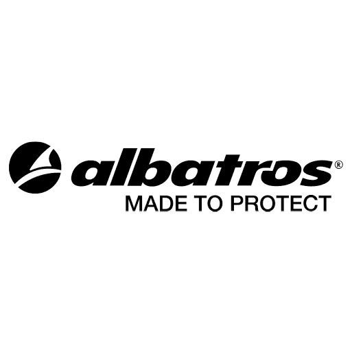 Albatros-Logo mit einem stilisierten Vogelsymbol und dem Text „albatros MADE TO PROTECT“.