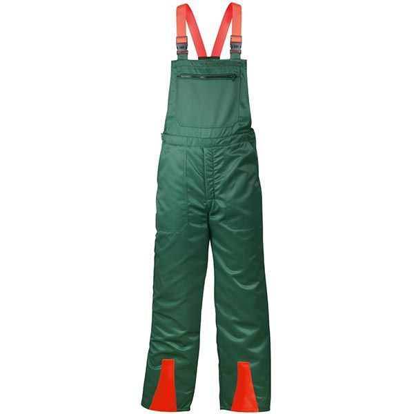 Isolierter Arbeitslatzanzug in Grün und Orange.