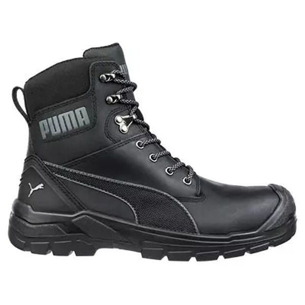 Schwarzer Puma-Arbeitsstiefel mit Schnürsenkeln und hohem Schaft.