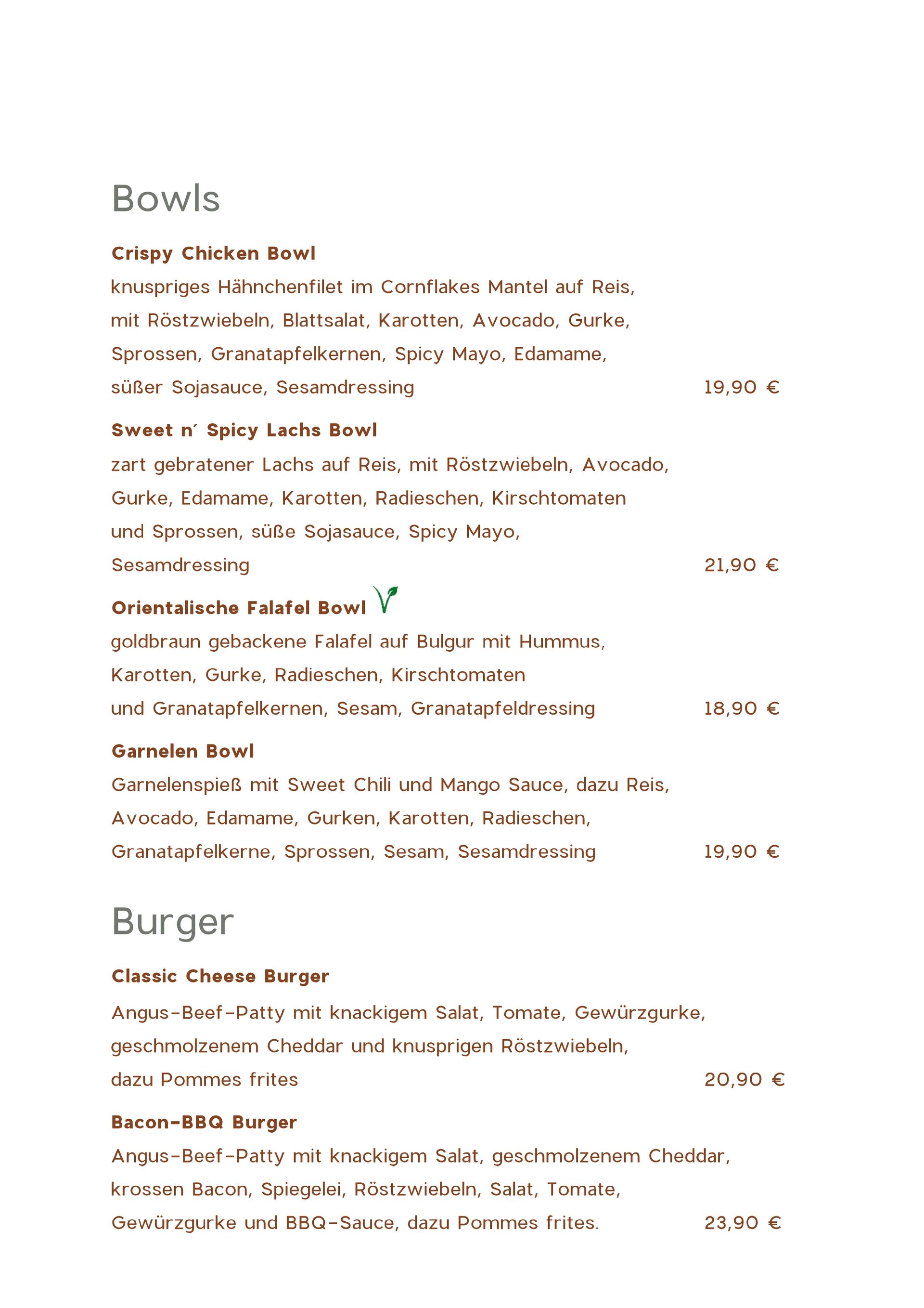 Speisekarte Appelkrug