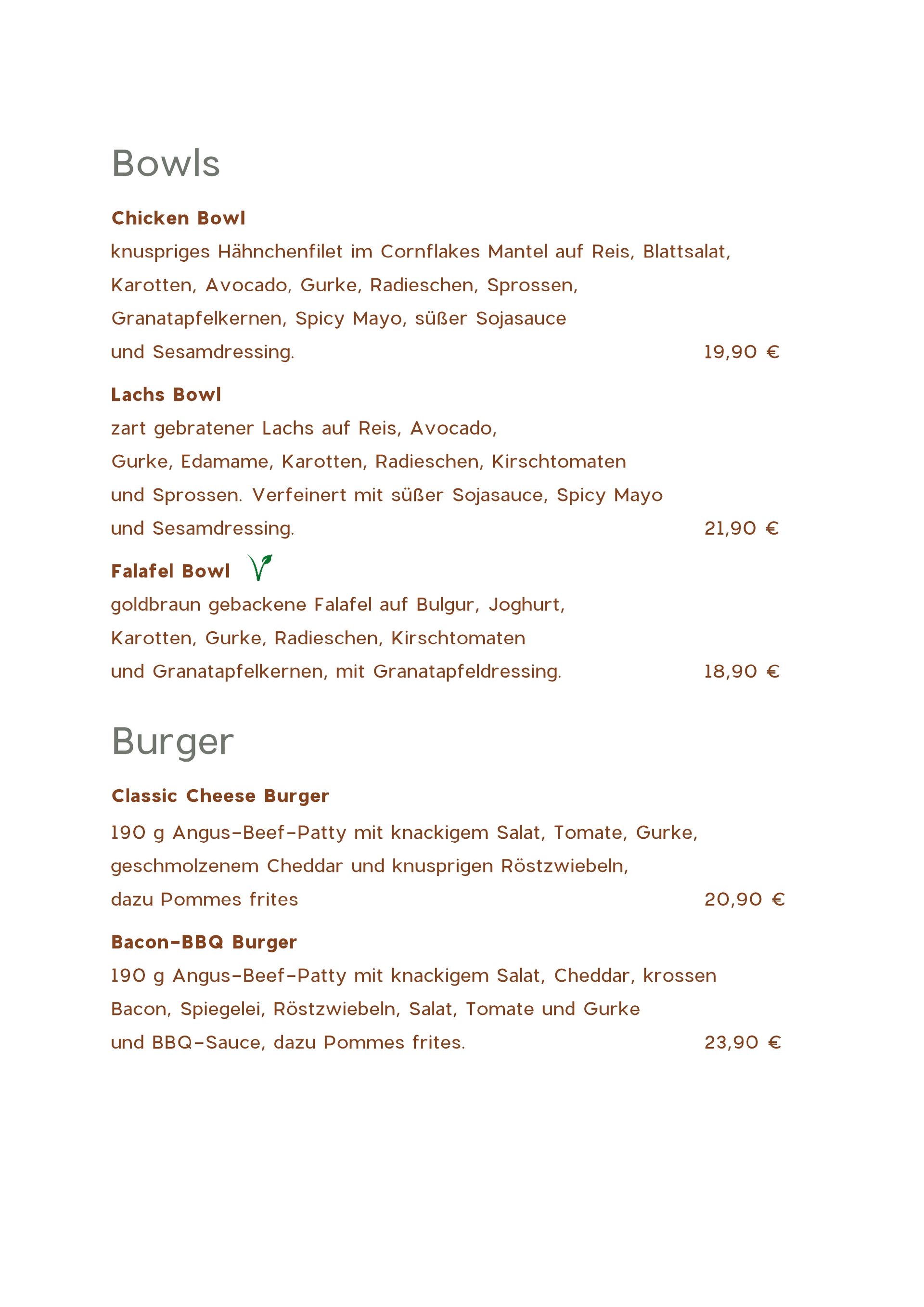 Speisekarte Appelkrug