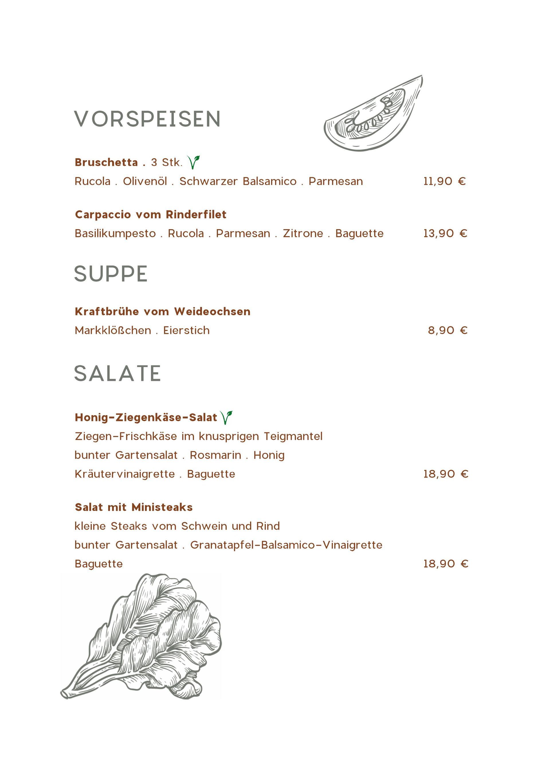 Speisekarte Seite 1