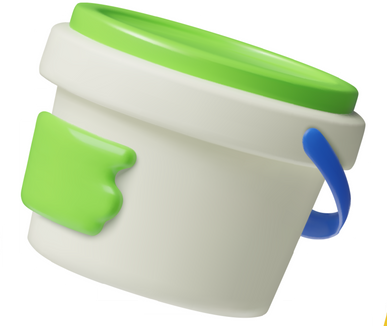 Truelle bleue à manche gris, utilisée dans le bâtiment.