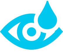 Icono de ojo azul con una gota de agua encima.